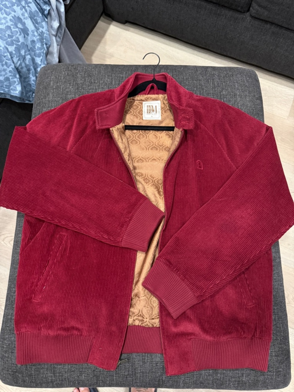 Maroon Corduroy Bomber Jacket